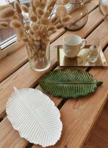 ถาดเสิร์ฟใบไม้ทำด้วยมือทำจากโลหะเคลือบเงาหรูหราเหมาะสำหรับตกแต่งโต๊ะและเสิร์ฟอาหาร - Product Image 4