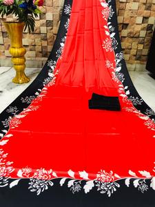 Dernier créateur indien Katan Saree pour femmes Wedding Party Wear Georgette Silk Embroidery Work Sari Blouse Viscose Rayon - Product Image 3