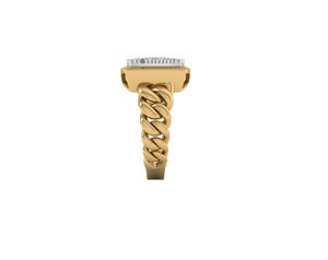 Bague de mariage pour homme en or jaune 10 carats avec diamant rond véritable de 0,40 carats |   Bague carrée à grappe de pierres, bijou raffiné, cadeau pour lui - Product Image 2