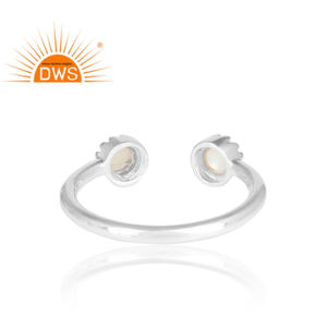 Bague en argent Sterling 925 pour femme, opales et perles blanches, anneau en pierres précieuses, empilables, vente en gros, bijoux - Product Image 4