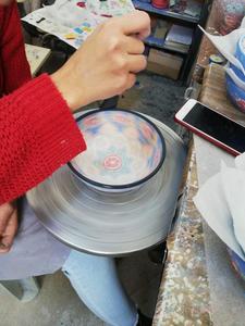 Турецкая керамическая плоская чаша ручной работы 10 см - Product Image 5