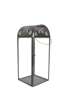 METAL LANTERN GLASS DECORATIVE <b>SNOWFLAKE</b> DESIGN on TOP HIGH QUALITY BEST SELLING WEDDING DECOR CANDLE LANTERN - Product Image 1