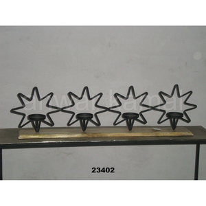 Photophore décoration maison Fabricant en gros Base en bois Métal noir antique Bougeoir 4 étoiles - Product Image 1