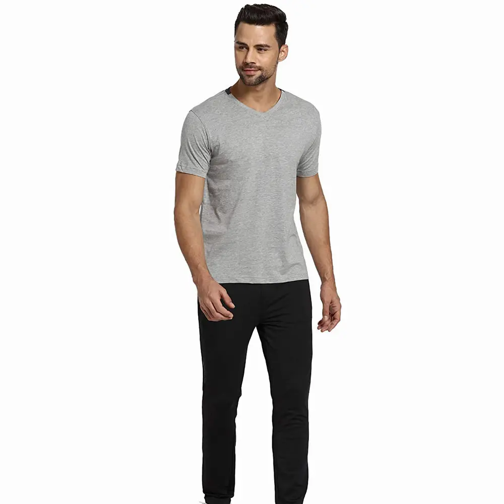 Camisetas de calidad Premium para hombre, ropa informal de media manga con cuello en V, algodón/poliéster, personalizada