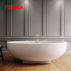 Terrazo piedra bañera cuarto de baño curva natural piedra bañeras crema Beige mármol bañeras - Product Image 1