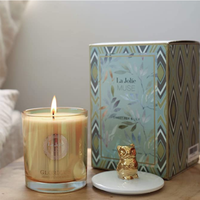 Ensemble de cadeaux aromatiques de luxe, bougie parfumée en verre avec couvercle en céramique, bougie parfumée en soja avec boîte d'emballage personnalisée