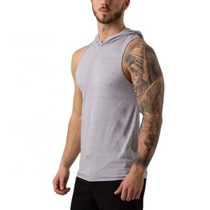 MESS SPORTS OEM Mens Workout Training Sports Hoodie Tops Summer Fitness Muscle <b>Vest</b> <b>Stringer</b> Custom Hooded Tank Top Quick Dry - Product Image 5