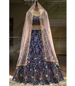 Lehenga choli ผ้าไหมที่ทันสมัยกับ Georgette เย็บปักถักร้อยลำดับการทำงานและ dupatta สวมใส่เสื้อผ้าเจ้าสาวชาติพันธุ์ - Product Image 5