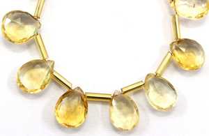 Pierre de naissance de novembre 1 brin pierre Citrine naturelle 17 pièces perles de Briolette à facettes en forme de poire - Product Image 4