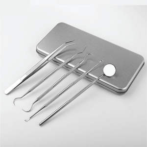 Kit d'instruments dentaires en acier inoxydable, 5 pièces, Instruments chirurgicaux de nettoyage des dents - Product Image 1