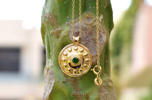 <b>Chrome</b> Diopside Green Gemstone Disc Charm 925 Sterling Silver Round Pendant Top Selling <b>Gold</b> Plated Jewelry in Lowest Rate - Product Image 2