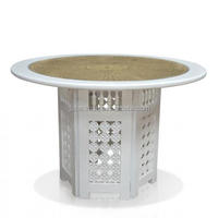Splendeur marocaine 120cm Table à manger en acajou massif fabriqué à la main avec sangle en rotin et dessus en verre pour meubles de maison