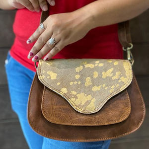 Venta caliente de cuero de vaca producto al por mayor de alta calidad de cuero genuino de piel metálica bolso de cuero bolso de hombro monedero de las mujeres - Product Image 2