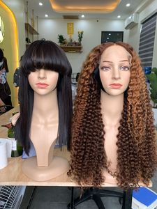 Extensiones de Cabello Humano de Color Natural, Personalizadas, Negras, Corte de 8 Pulgadas, Doble Trama a Máquina, Frontal de 150g, Flequillo Liso y Sedoso - Product Image 2