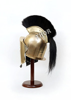 Casque médiéval spartiates en armure, casque romain, modèle 300 King Leonidas avec support en bois noir, gamme Antique, poli