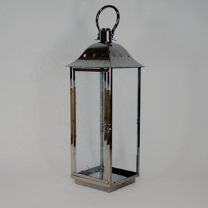 Bán buôn đám cưới bạc lớn ngoài trời Vườn nến đèn lồng thép không gỉ kim loại giáng sinh trang trí đèn lồng lọ thủy tinh - Product Image 4