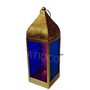 Lanterne en métal étoile en verre coloré pour Noël et Diwali beau support de lanterne t-light extérieur pour décorations de fête - Product Image 4