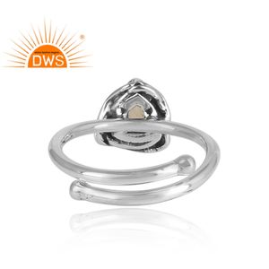 Natural Howlite <b>Adjustable</b> <b>Ring</b> 925 Sterling Silver Triangular Woman's Anniversary <b>Ring</b> Jewelry Gemstone Jewelry Manufacturer - Product Image 4