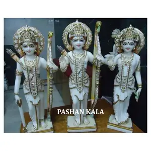 Hermosa estatua hecha a mano de mármol blanco Shree Ram Darbar hermosa para Diwali y Dussehra Pooja para la decoración del hogar y el templo
