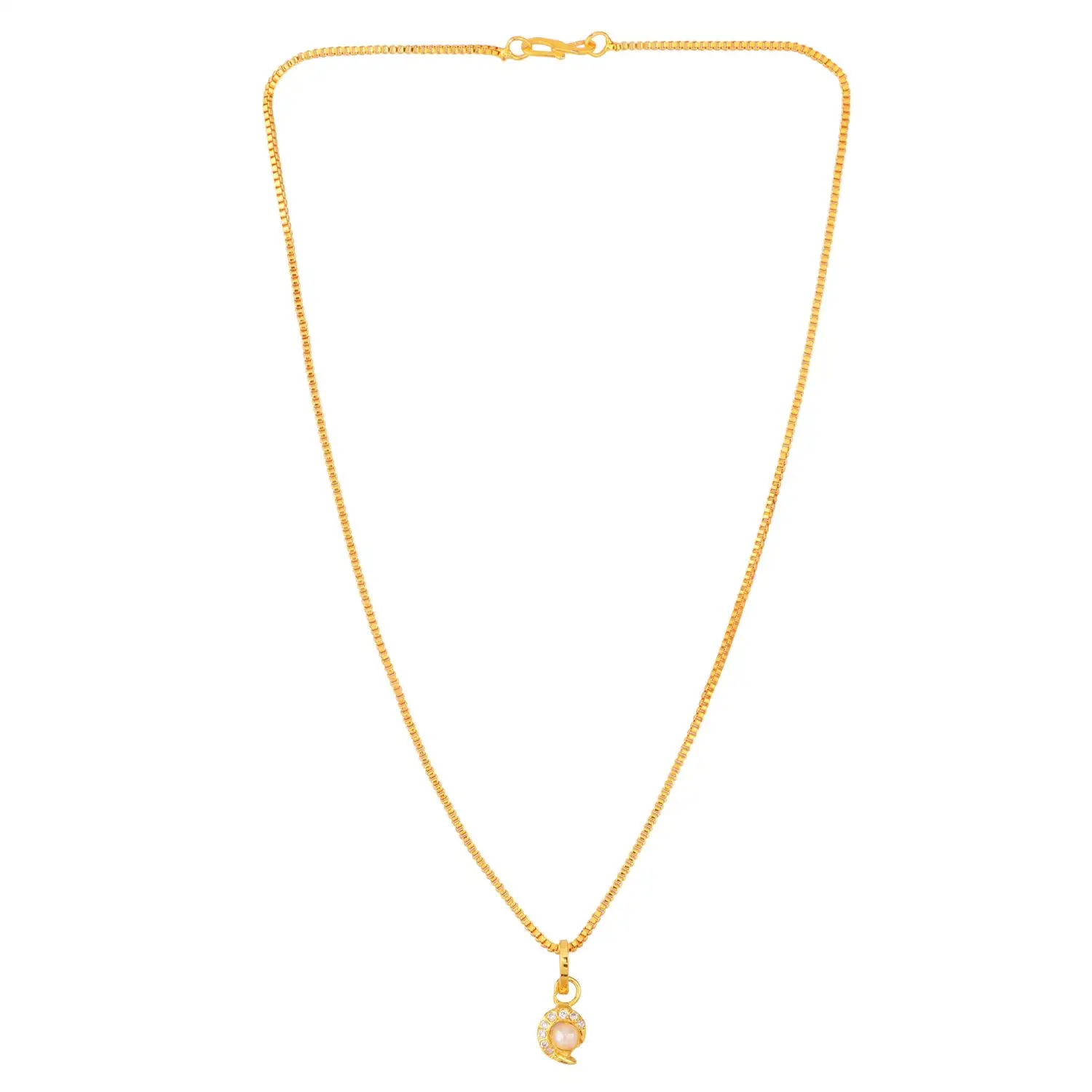 Cubic Zircon CZ Heart Love Faux Pearl Pendant Chain Necklace Jewelry for Women Girls