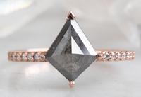 Bague de fiançailles en diamant sel et poivre, bague en diamant antique, or rose, 100% naturel, 1,50 carat, alliances ou bagues de fiançailles noires