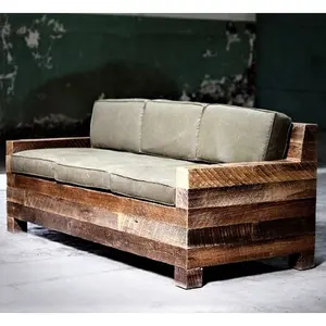 WOODEN GARDEN SOFA , SYNTHETIC LEATHER THREE SEATS GARDEN FURNITURE SOFA, RECLAIMED SOFA