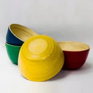 Natural High Quality Bamboo Fiber Noodle Bowl Bamboo Baby Bowl Different Color Green Blue Yellow Red