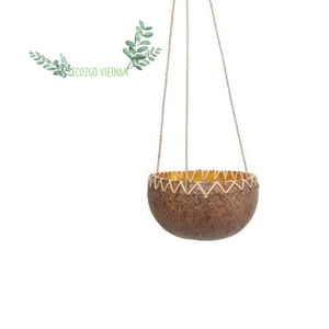 Eco2go Vietnam hizo cáscara de coco decoración de jardín olla precio barato maceta de escritorio con logotipo grabado con láser aplicación en el hogar - Product Image 1