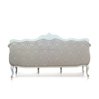 Mariage royal Canapé 3 places européen antique en bois peint en blanc et tissu pour meubles de salon