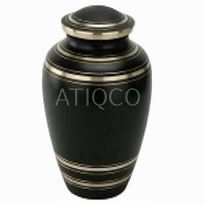 Dernière urne funéraire de crémation en métal noir et or massif - Product Image 1