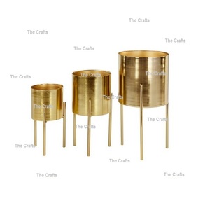 Ensemble de trois jardinières de différentes tailles en aluminium couleur or jardinière de pot de fleur avec une qualité exclusive - Product Image 6