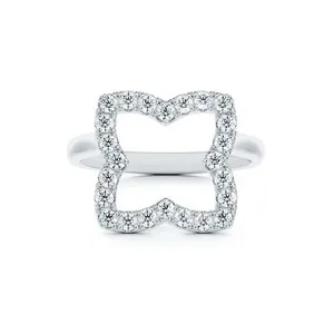定制皇冠铂金立方氧化锆戒指女性流行承诺时尚订婚结婚手指珠宝纯银戒指