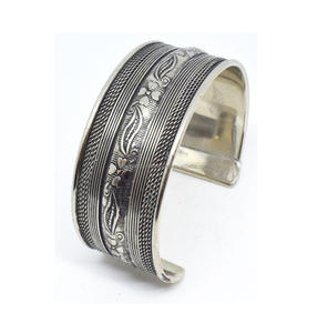 2024 Sale Unique <b>Silver</b> <b>Cuff</b> for Christmas Polished Light Weight Brass Jewelry colorful brass Wide <b>Cuff</b> Bangle <b>Bracelet</b> Jewelry - Product Image 5