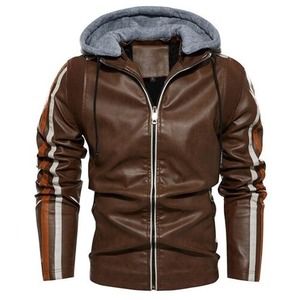 Geaca De Piele para hombre, chaqueta forrada De cuero con forro polar y cremallera, para invierno - Product Image 2
