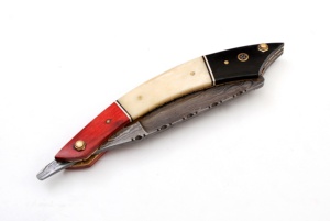 Navaja de Afeitar Recta de Lujo Hecha a Mano con Acabado Damasco y Grabado Tipográfico (sm 4) - Product Image 6