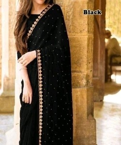 Ropa de fiesta bordada pesada Nueva colección Todos los tamaños y colores Tela de red bordada Ropa de mujer India Saree listo con prenda - Product Image 2