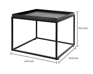 Modern Round Pattern Iron Coffee & <b>Side</b> <b>Table</b> for Home & Gym New Square Frame Black Powder Coated Leisure Metal Material - Product Image 3