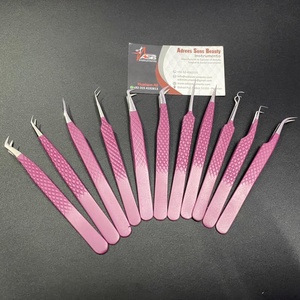 แหนบต่อขนตาจับเพชรทำจากสแตนเลสอย่างยั่งยืนเคลือบผงพลัมปลายไฟเบอร์แบบมืออาชีพสูง - Product Image 5