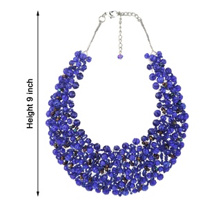 Thời Trang Tốt Nhất Phụ Kiện Topaz Đá Quý Hoa Thủy Tinh Màu Xanh Hạt Vòng Cổ Với Màu Đen Giả Cổ Áo Vàng Vật Liệu Chính Cho Các Bên Ấn Độ - Product Image 6