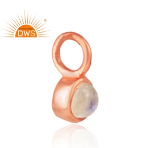 Accesorios de joyería lindo redondo Arco Iris piedra lunar piedra preciosa oro rosa plata esterlina colgante colección clásica - Product Image 2