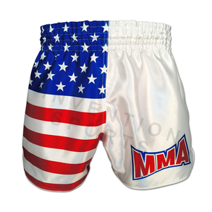 Pantalones cortos MMA multiimpresos personalizados de Venta caliente, Panel gráfico mixto, Material de secado rápido, cierre de Velcro, pantalones cortos MMA de cintura al mejor precio - Product Image 3