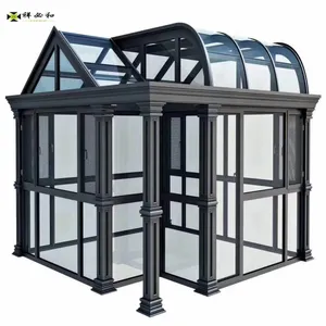 बालकनी और गार्डन हाउस एल्यूमीनियम लकड़ी Sunroom बाहर एल्यूमीनियम sunroom के साथ कम ई ग्लास