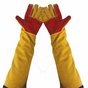 Long <b>Split</b> Leather Welding Glove Cuff Welder Protective Soldering Gloves High Quality Professional Welding Gloves on Cheap Price - Product Image 1