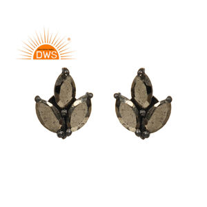 Pendiente de tuerca de piedras preciosas de pirita Natural de Plata de Ley 925 para mujer, fabricante de joyas, Colección delicada - Product Image 1