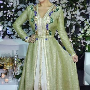 NEW---TRENDY---ELEGANT--EMBROIDERY DE SÉQUENCE, CRISTAL PERLES, VERRE PIERRE WORK-BEAUTIFUL--CAFTAN--DRESS @ 2021 - Product Image 1