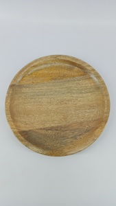 Ensemble d'assiettes rondes en bois naturel, vaisselle en bois, plat de service alimentaire, assiette en bois - Product Image 2