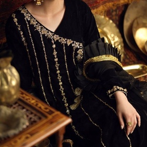 -Stylish-Trendy-Indian/Pakistani-Party-Wear-Embroidery work on Long anarkali with <b>Pant</b>- Dress for Party & Wedding wear=2020 - Product Image 1