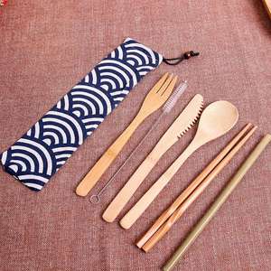 Juego de pajitas de bambú reutilizables ecológicas de fábrica de Vietnam, cepillo de limpieza de pajitas desechables, tenedor, cuchara, artesanía, tendencia hecha a mano - Product Image 2
