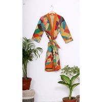 Peignoir en coton fait main, style estival élégant, patchwork Kantha, veste matelassée, kimono Kantha d'hiver, robe de chambre