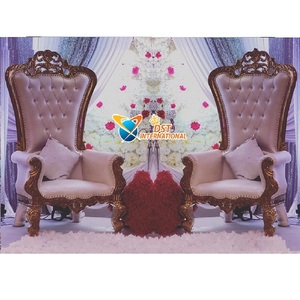 Latest Design Bridal Throne <b>Chairs</b> for Wedding Stage Beautiful Bollywood Inspired Bride Groom <b>Chair</b> Set Made Durable Teak Wood - Product Image 1